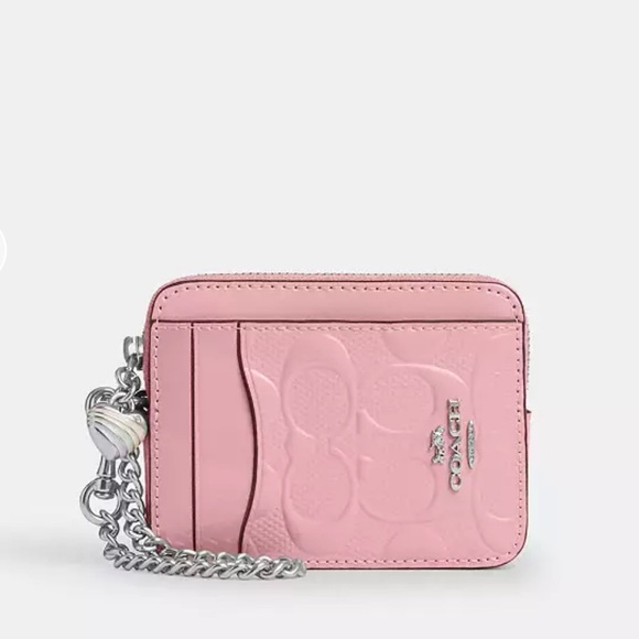 Coach Handbags - NWT Coach! Zip Card Case
In Signature Leather With Heart Charm 🌸